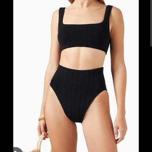 Black Ribbed Bikini Set
